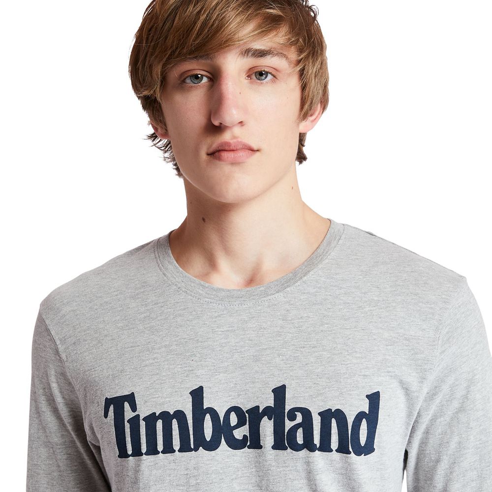 Camisetas Timberland Hombre Long-Sleeve Classic Logo Gris - Chile QHV-064138